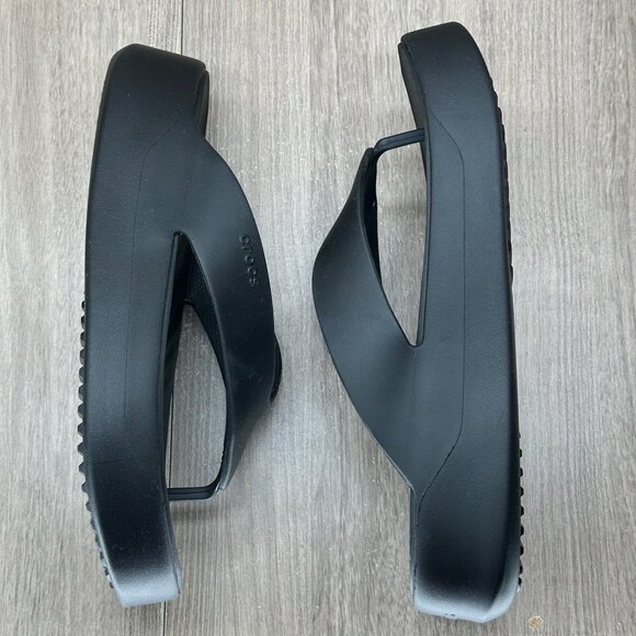 Crocs Getaway Platform Flip Flops Womens 10 Casual Comfort Sandals 209410 Black - Picture 8 of 12